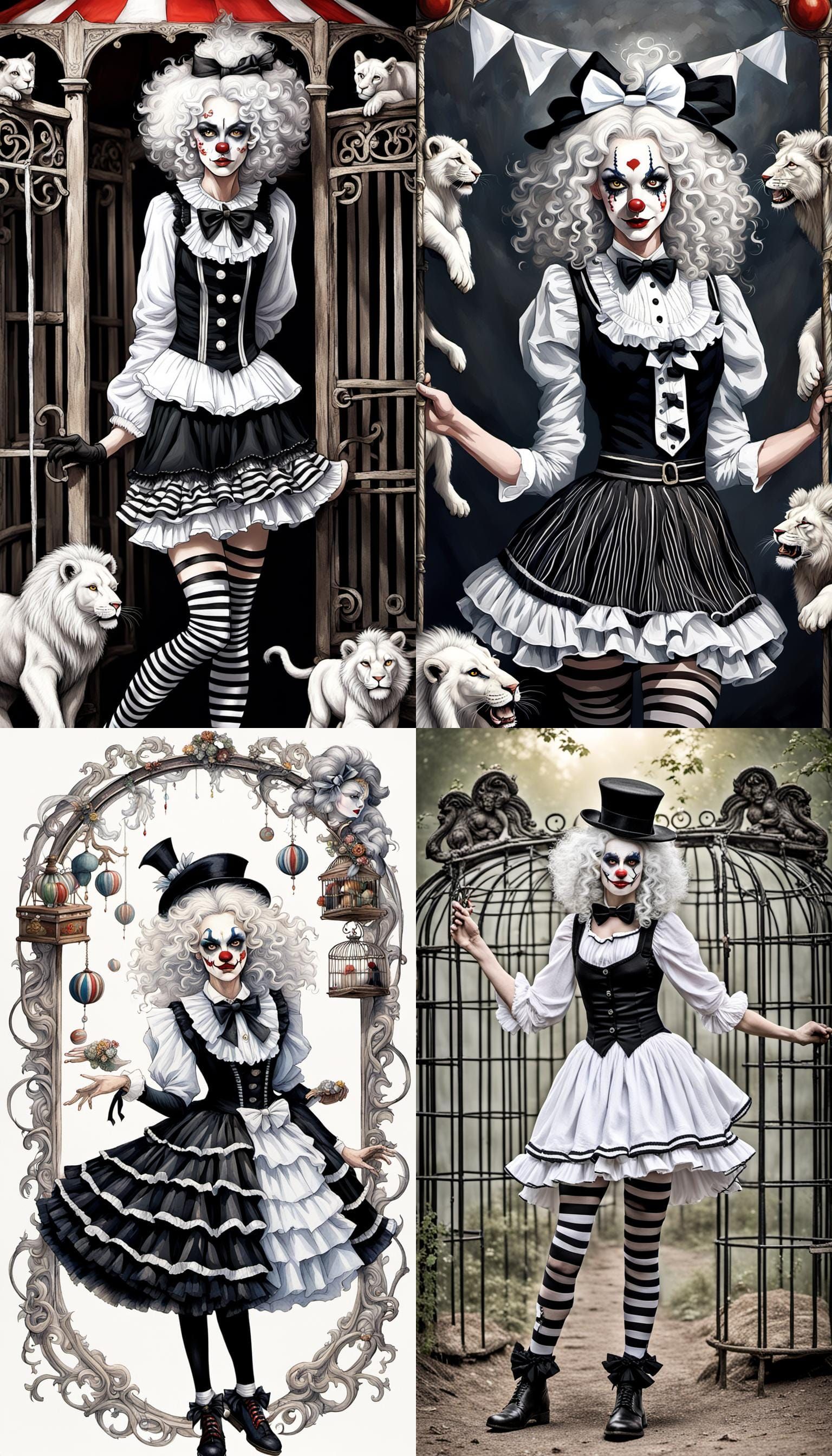 Clown with Daisy in Art Nouveau Style