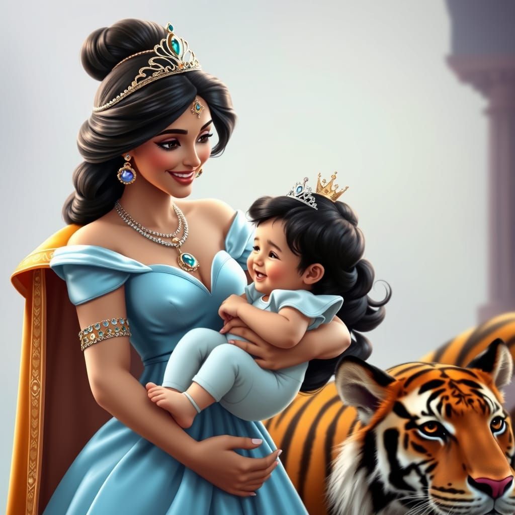 Jasmine, Aladdin, and Baby: A Royal Portrait