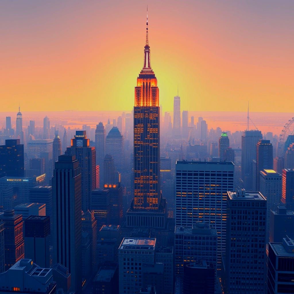 New York City Empire State Building in 3D Anime Style