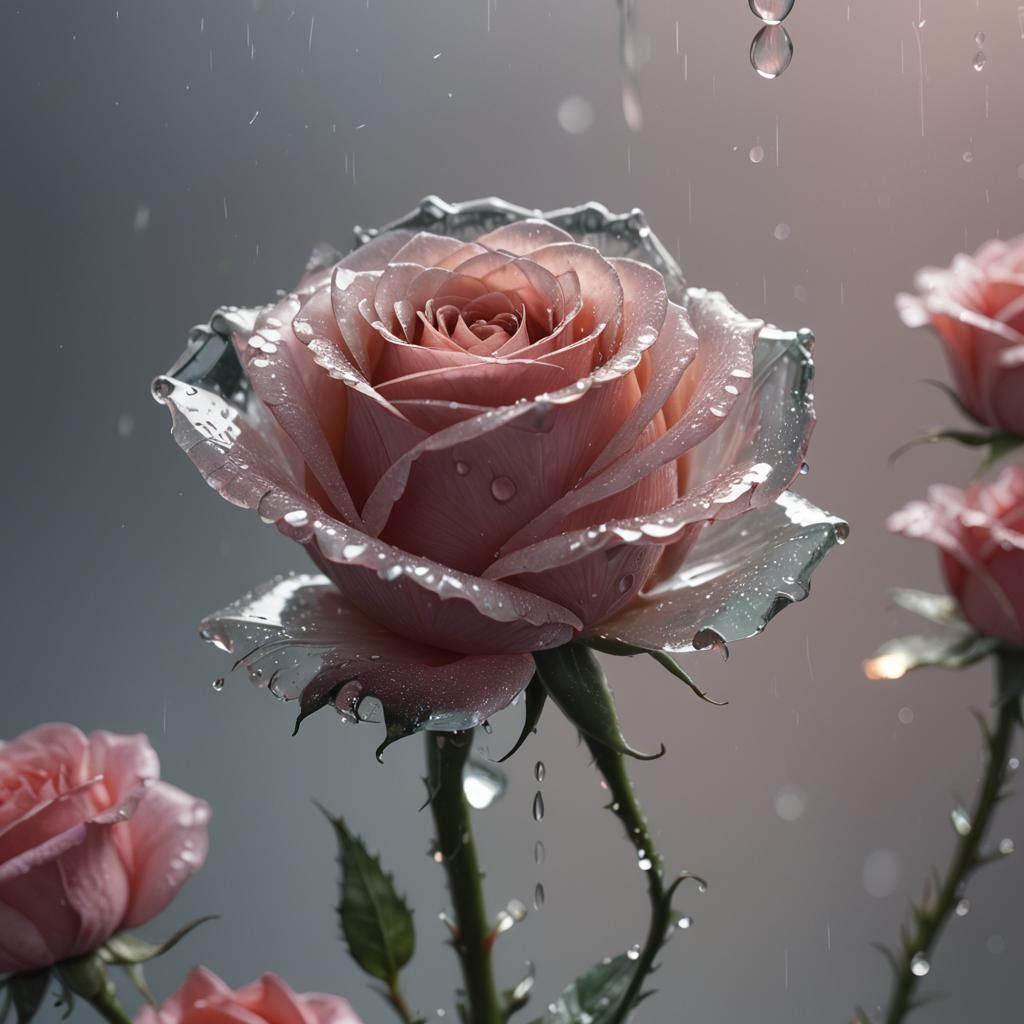 Glass Rose Macro Shot: Digital Matte Painting