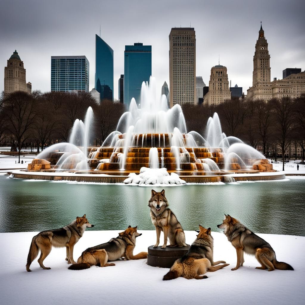 Wolves Surround Buckingham Fountain