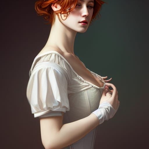 Renaissance Portrait of Ginger E-girl in Corset