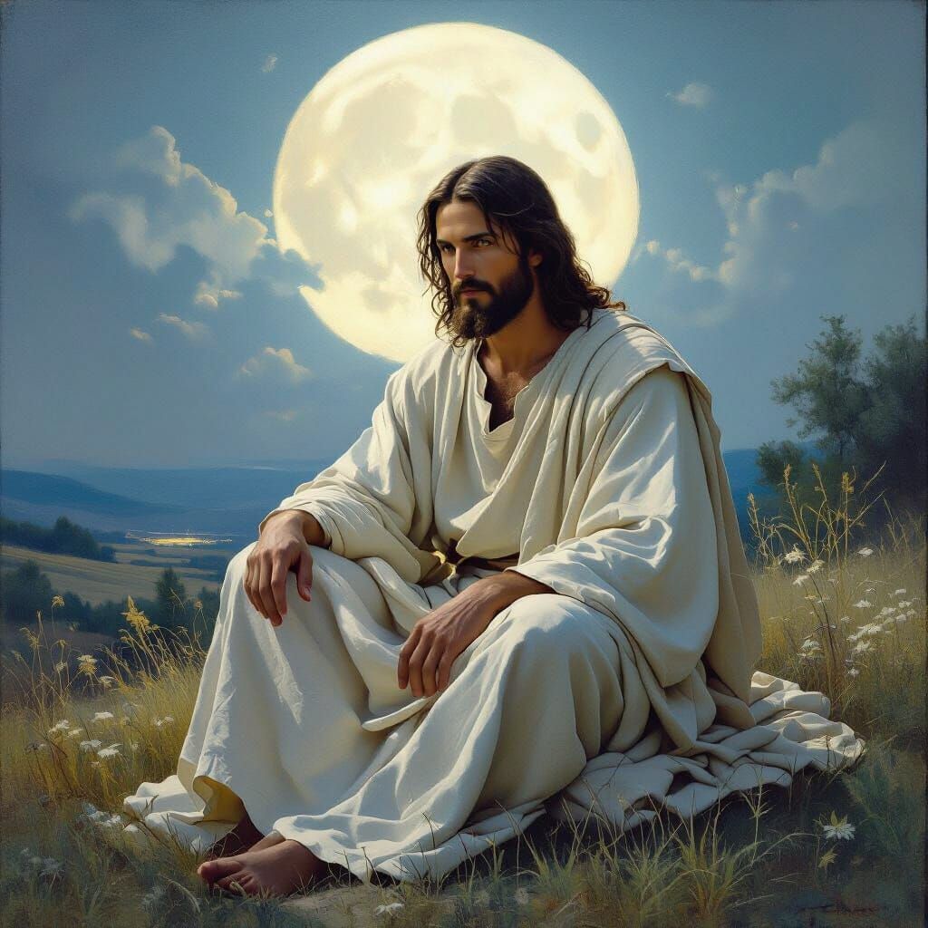 Lunar Jesus in Earthly Robes, Art Nouveau Style