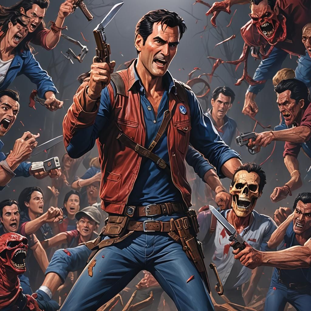 Ash Williams vs Evil Dead: 3D Anime Art