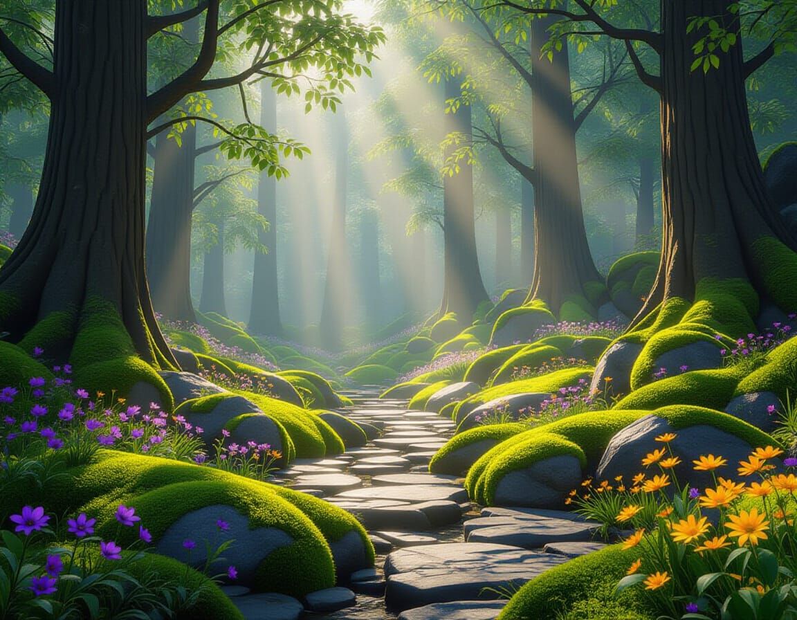 Enchanted Forest with Ethereal Light, Unreal Engine