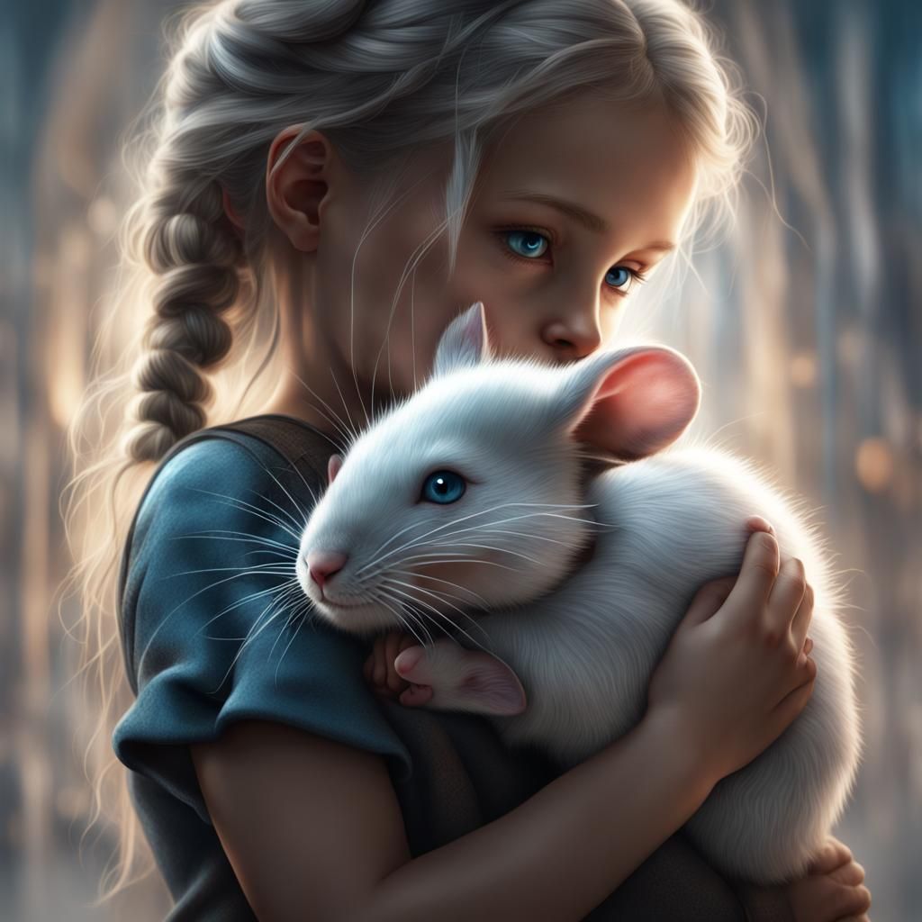 Crying Girl with Mouse: Digital Matte Painting