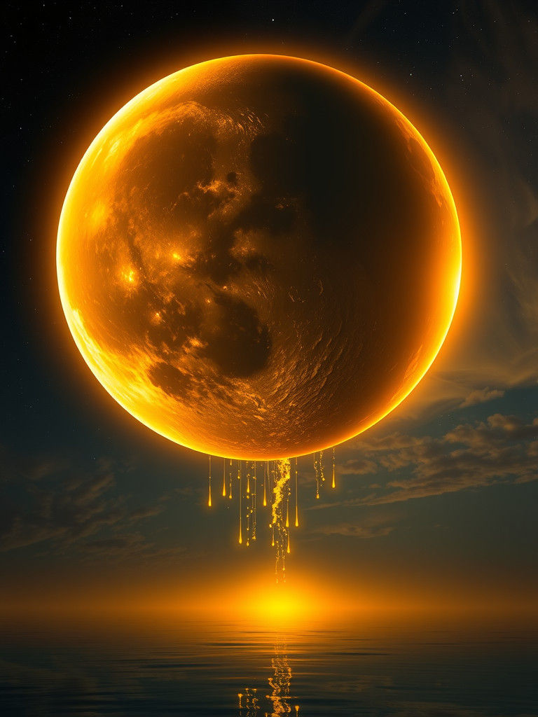 Giant Moon Over Tranquil Waters at Night