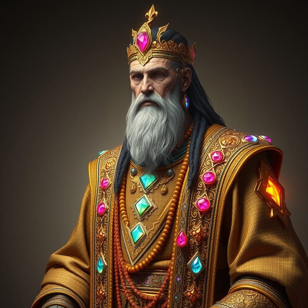 Regal Figure in Ancient, Mystical Splendor