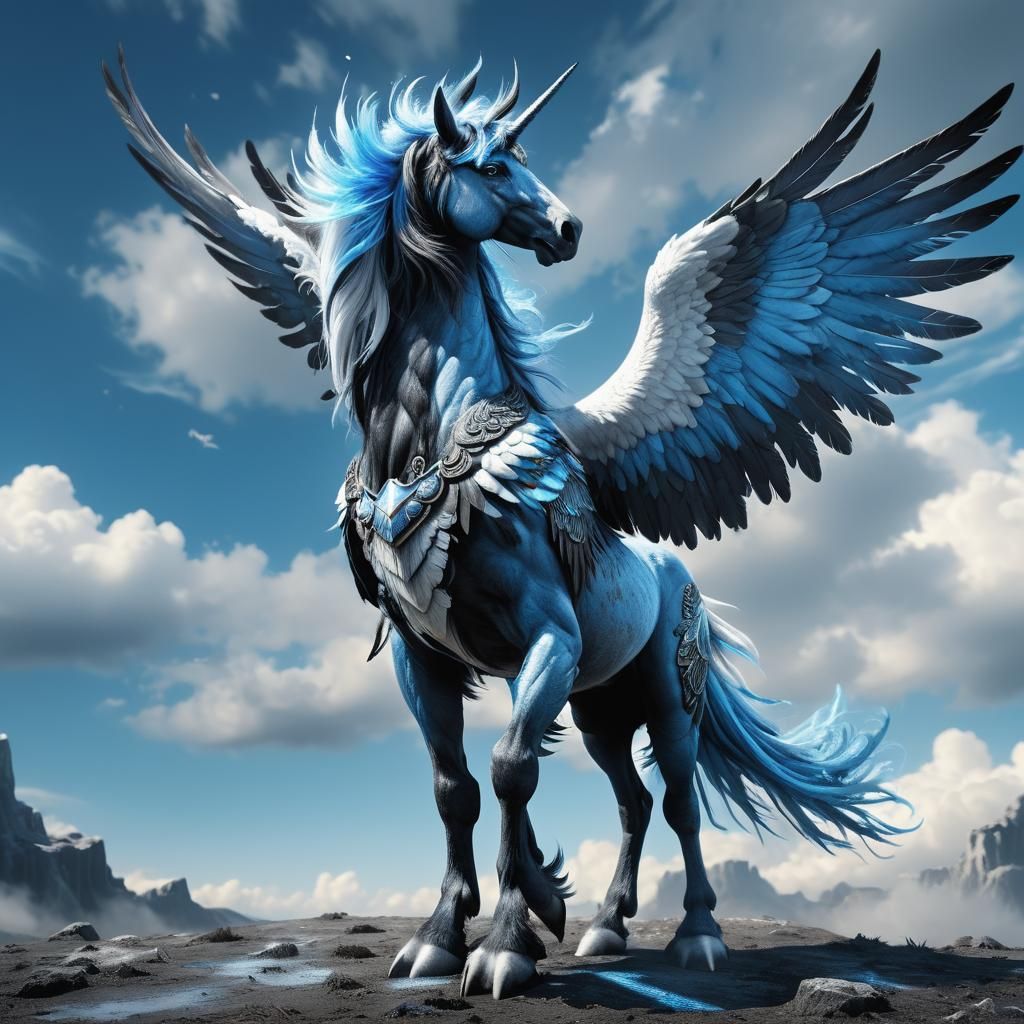 Dark Fantasy Pegasus Portrait in Digital Art