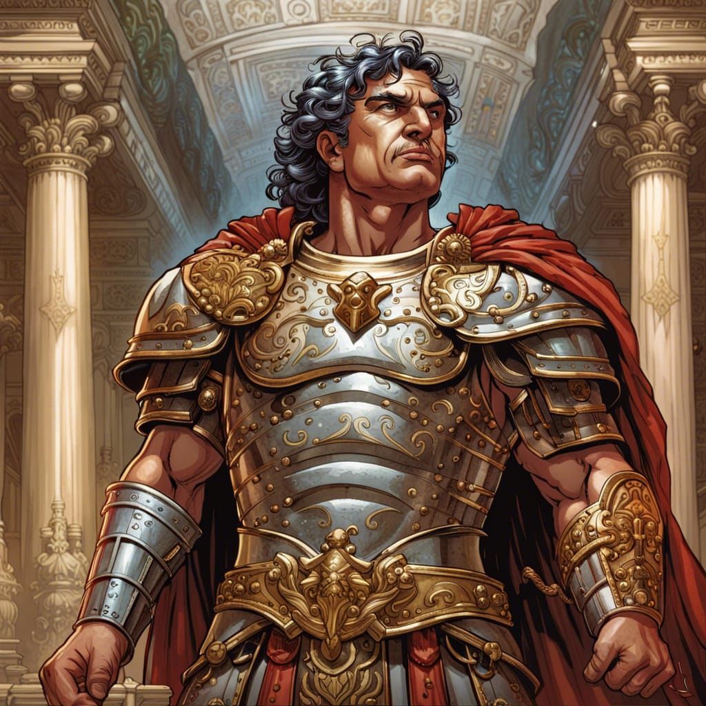 Ornate Roman General in Comic Book Style