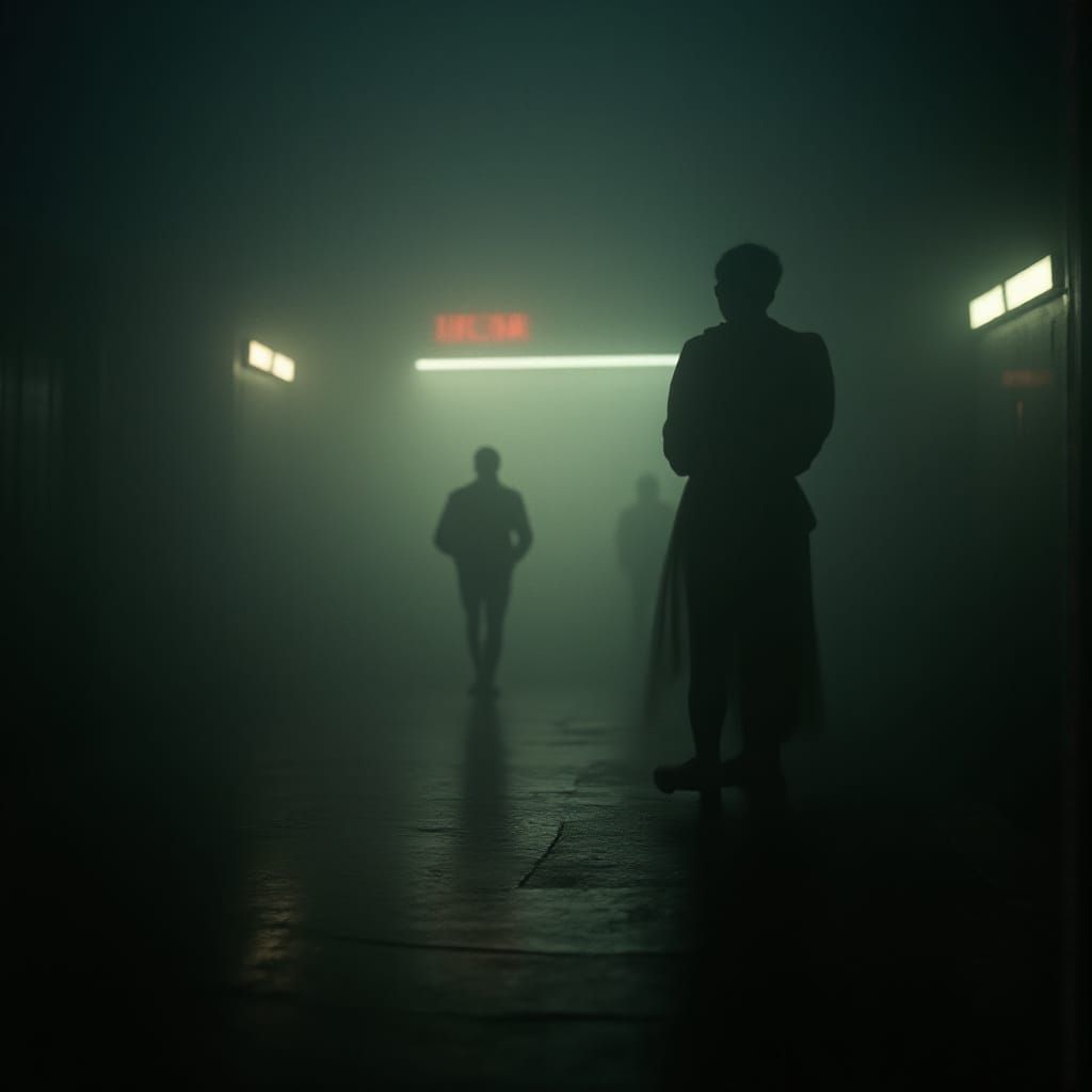 Epic Cinematic Film Still in Moody, High-Contrast Style