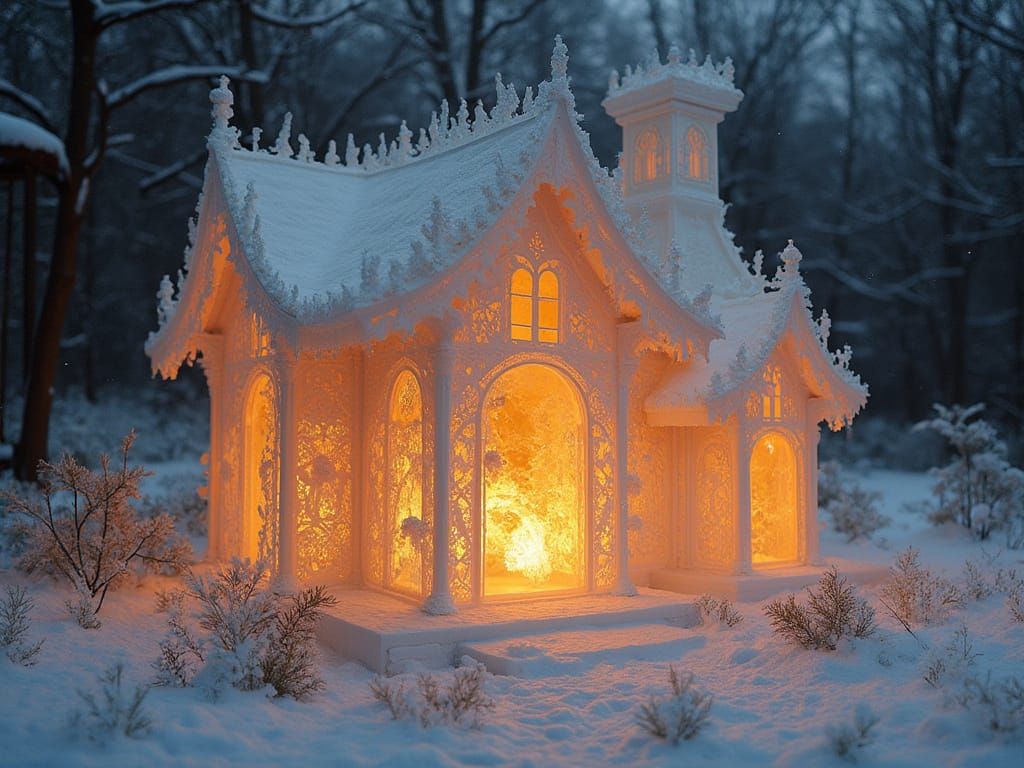 Glowing Ice on Fire Antique Lace Lantern in Mirrored Outdoor...
