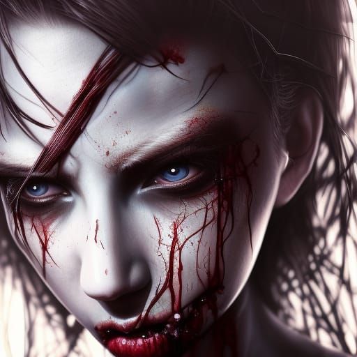 Artgerm, Greg Rutkowski, Beautiful evil woman rotten skin zo...