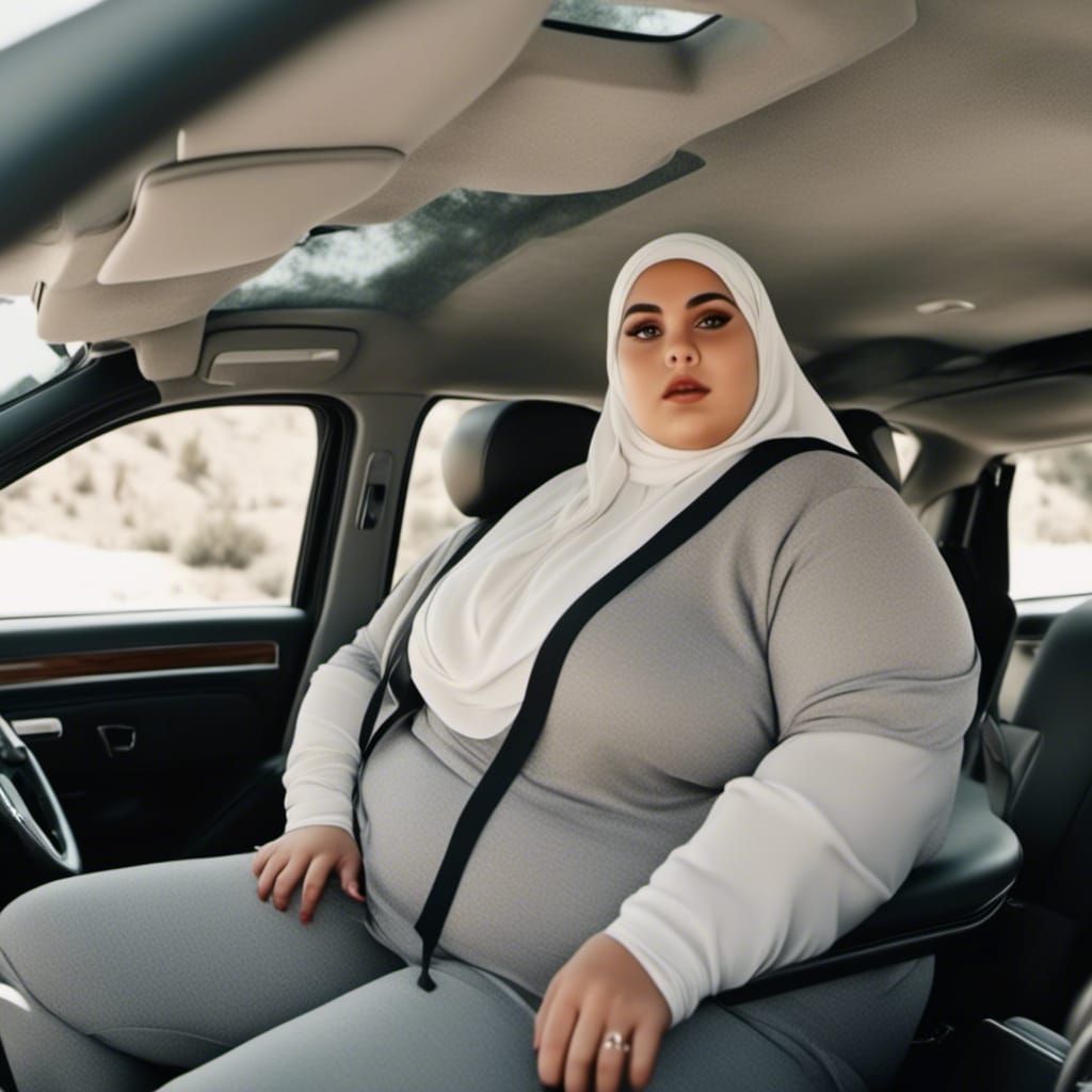 Woman in Niqab Driving: Hyperrealistic Close-Up