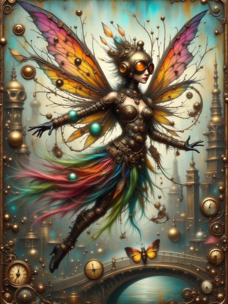 Vibrant steampunk fairy