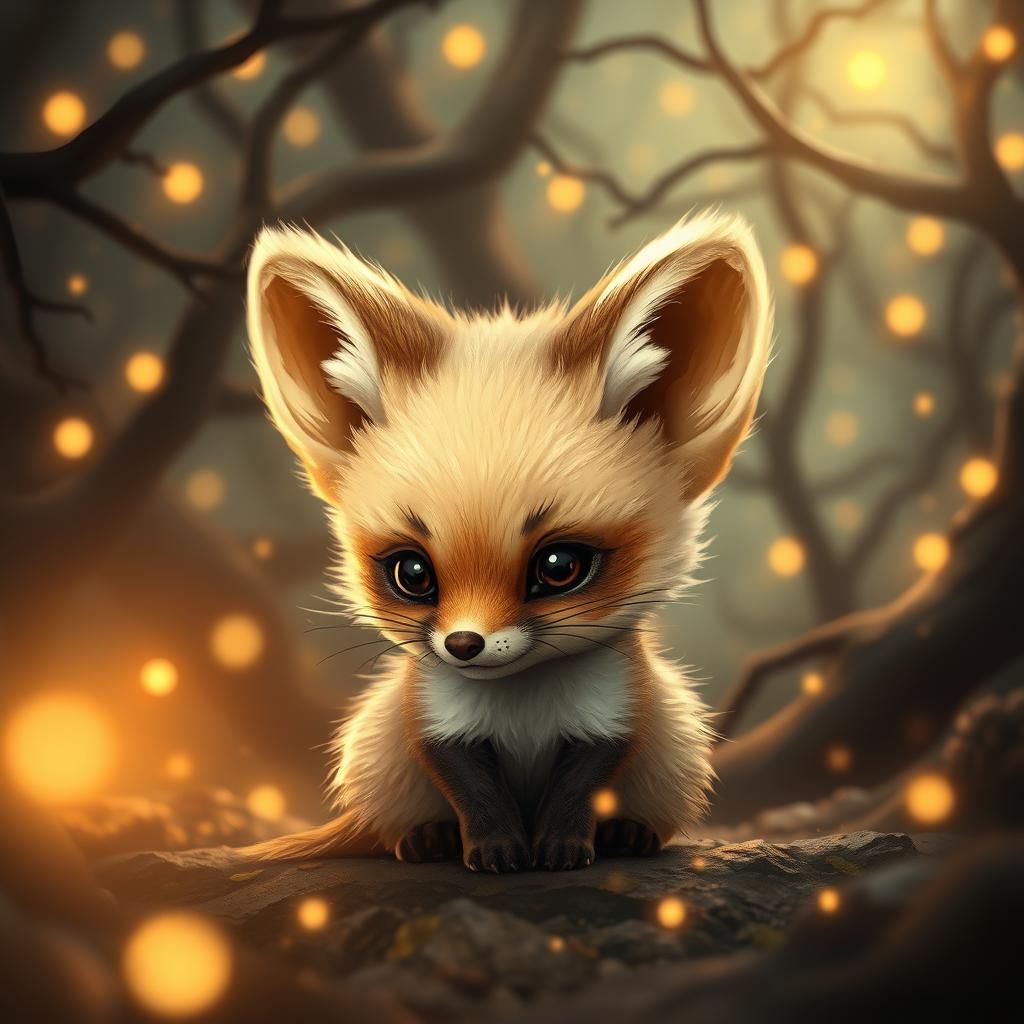 Chibi Fennec Fox in Mystical Whispering Woods
