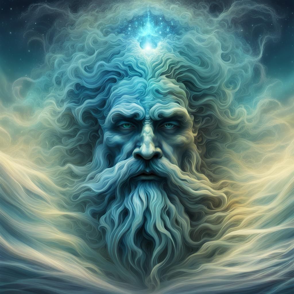 Ancient God of Wind with Bioluminescent Fractals