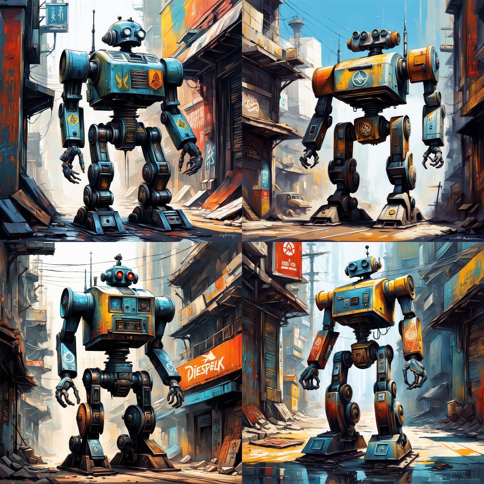Dieselpunk Robot in Vietnam: Graffiti Art