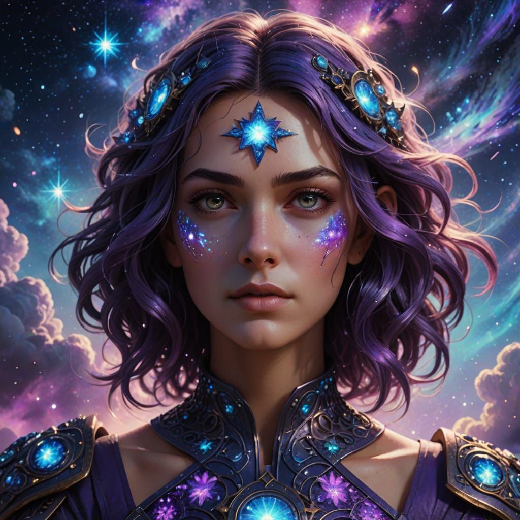 Ethereal Goddess Radiates Cosmic Beauty