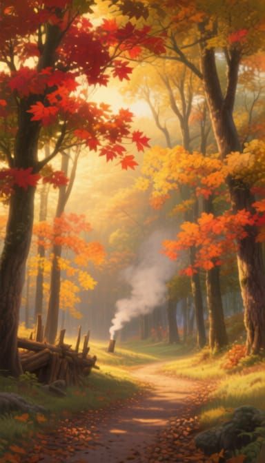 Golden Hour Forest Scene in Luminist Style