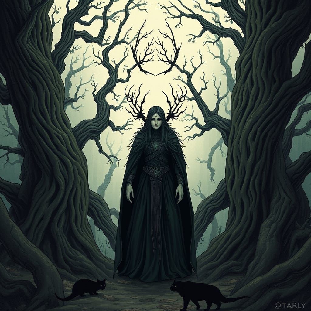 Elder Thornwarden in Gloomthorn Vale: Digital Art