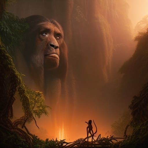 Tarzan's Golden Idol Discovery: Dark Fantasy Art