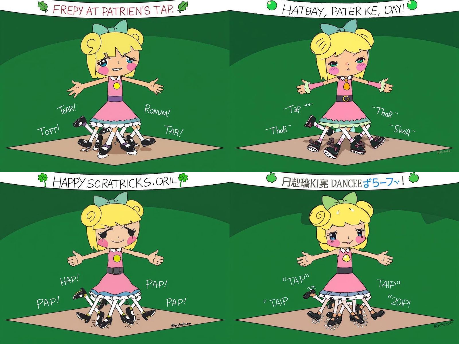 Cartoon Woman Tap Dancing with Orange Hair