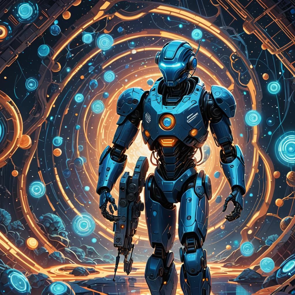 Nokia Robot and Cosmic Cells: Sci-Fi Concept Art