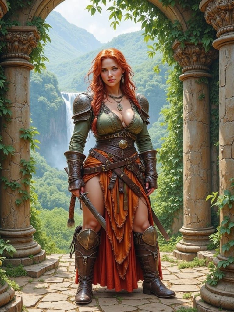 Fantasy Dwarf Maiden in Ruins