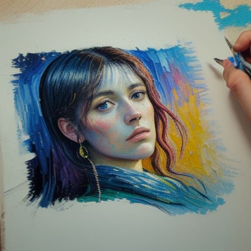 Dreamy Portrait in Neo-Impressionist Oil Painting Style