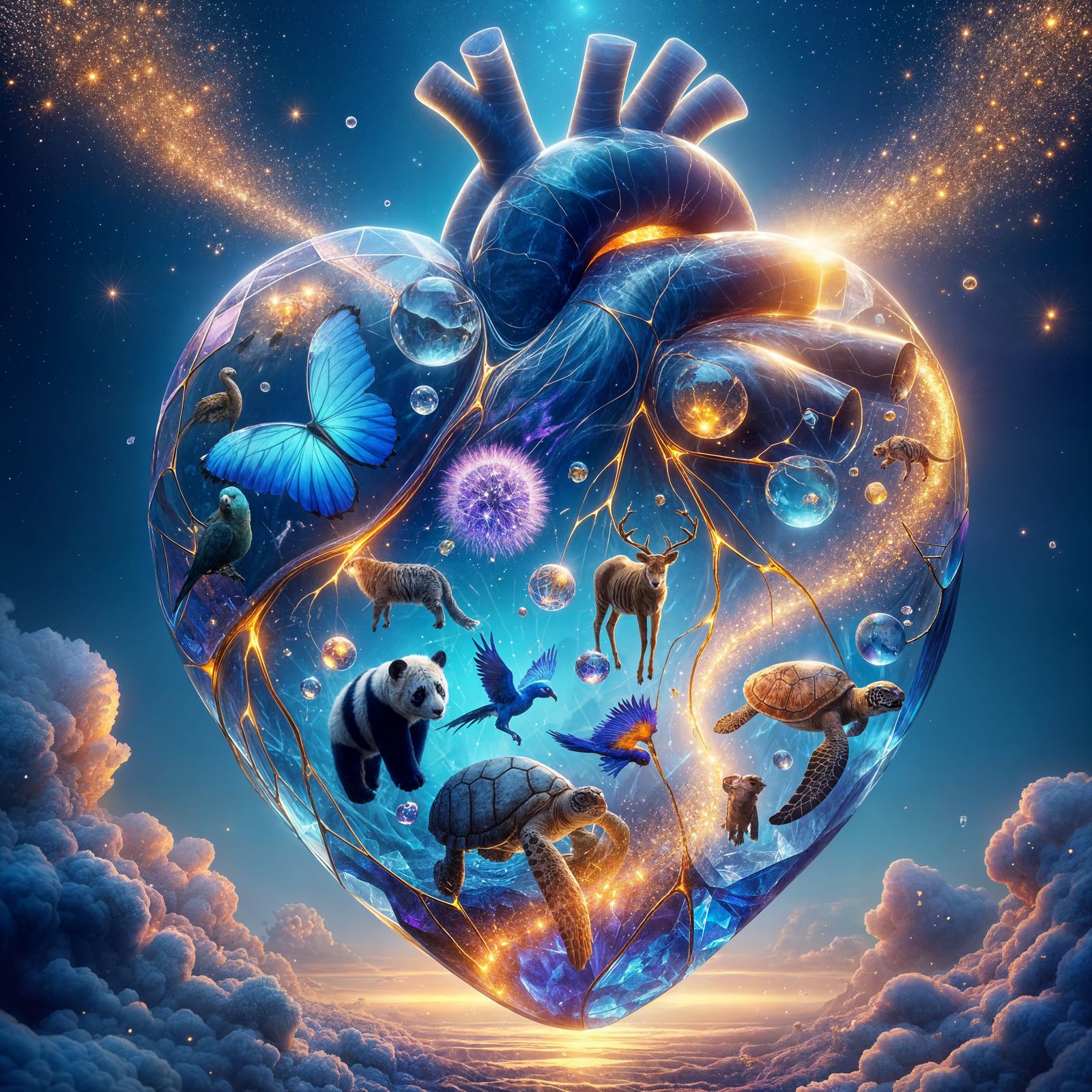 Crystal Heart Radiates Hope in a Stunning Liquid Glass Aesth...