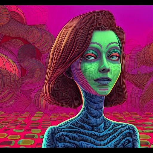 Hyper-Detailed Leeloo in Psychedelic 3D Digital Art