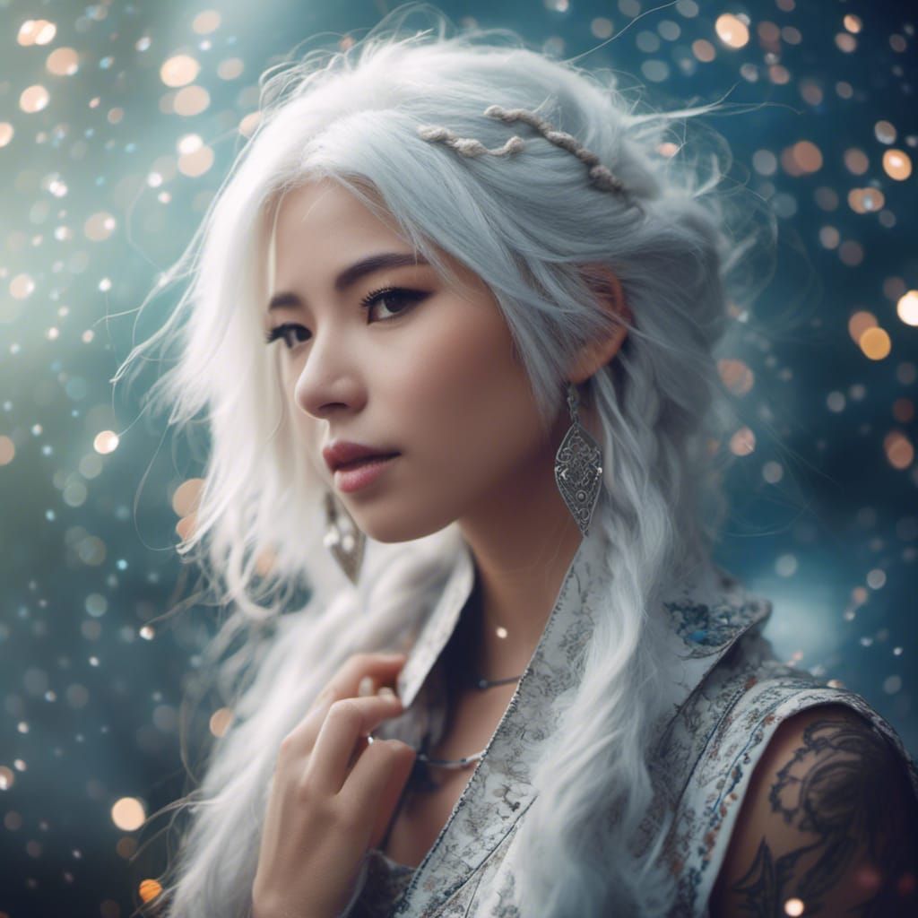 White-Haired Air Warrior in Professional Photo Style