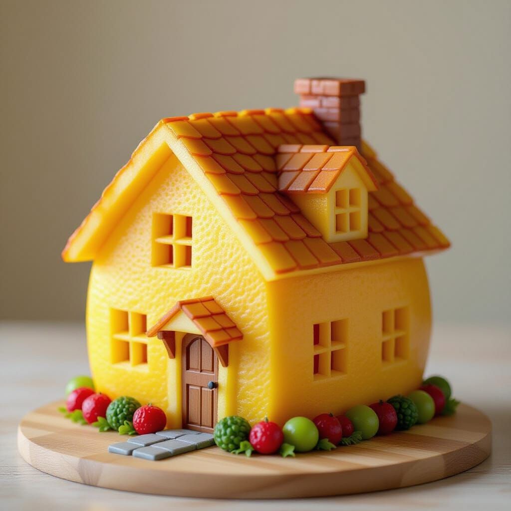 Edible Fruit House Sculpture Revealing Natural Textures