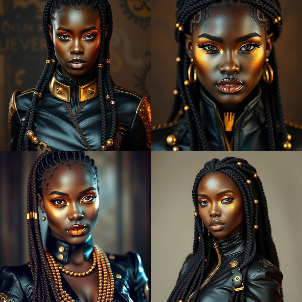 Elegant Ebony Goddess in Luxury Leather Attire