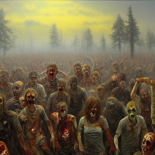 Zombie Apocalypse in Oil Painting Style