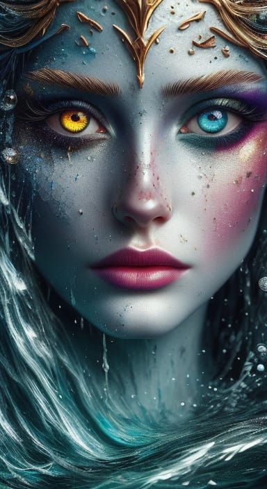 Lady of the Lake Holds Excalibur, Hyperrealistic Splash Art