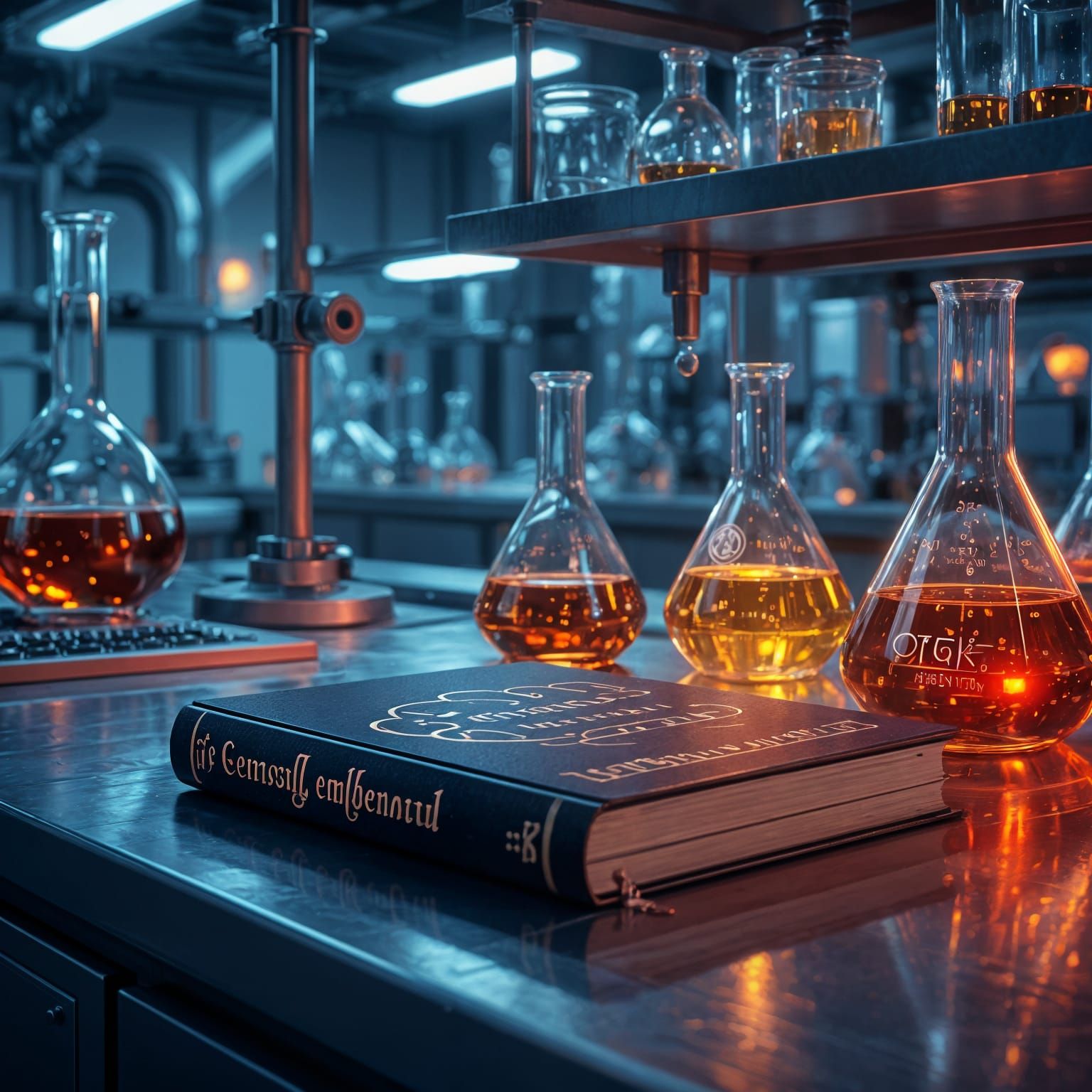 Chemistry Book in Laboratory: Detailed Matte Painting