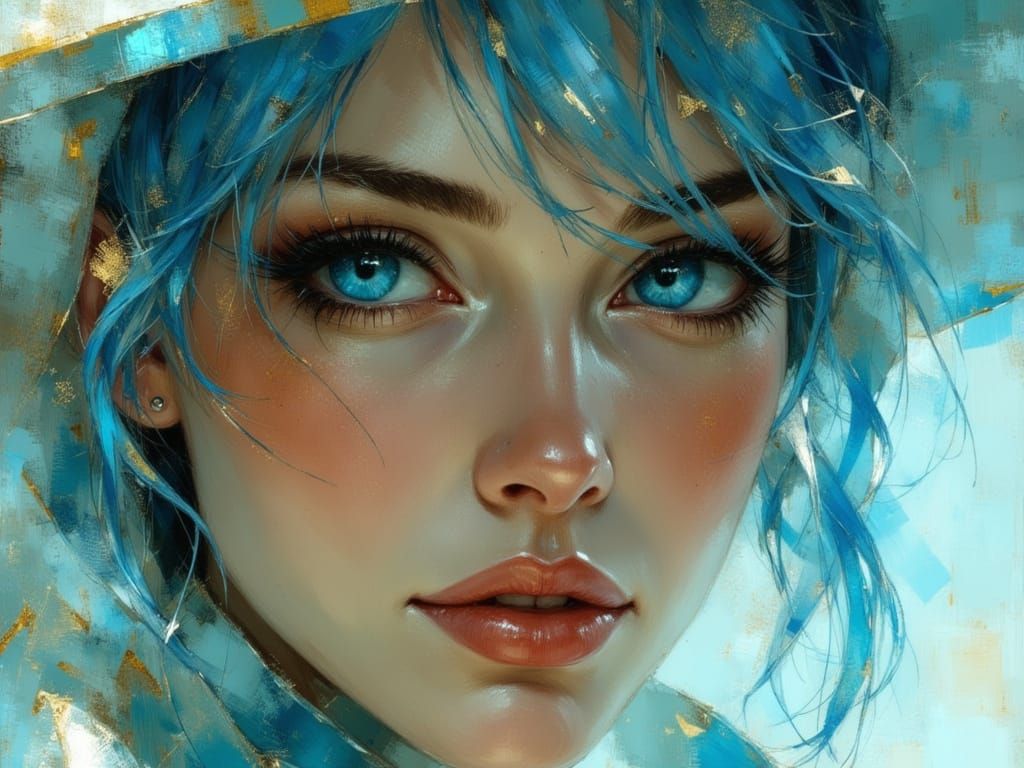 Icepunk Cyborg Portrait in Retro Futuristic Style