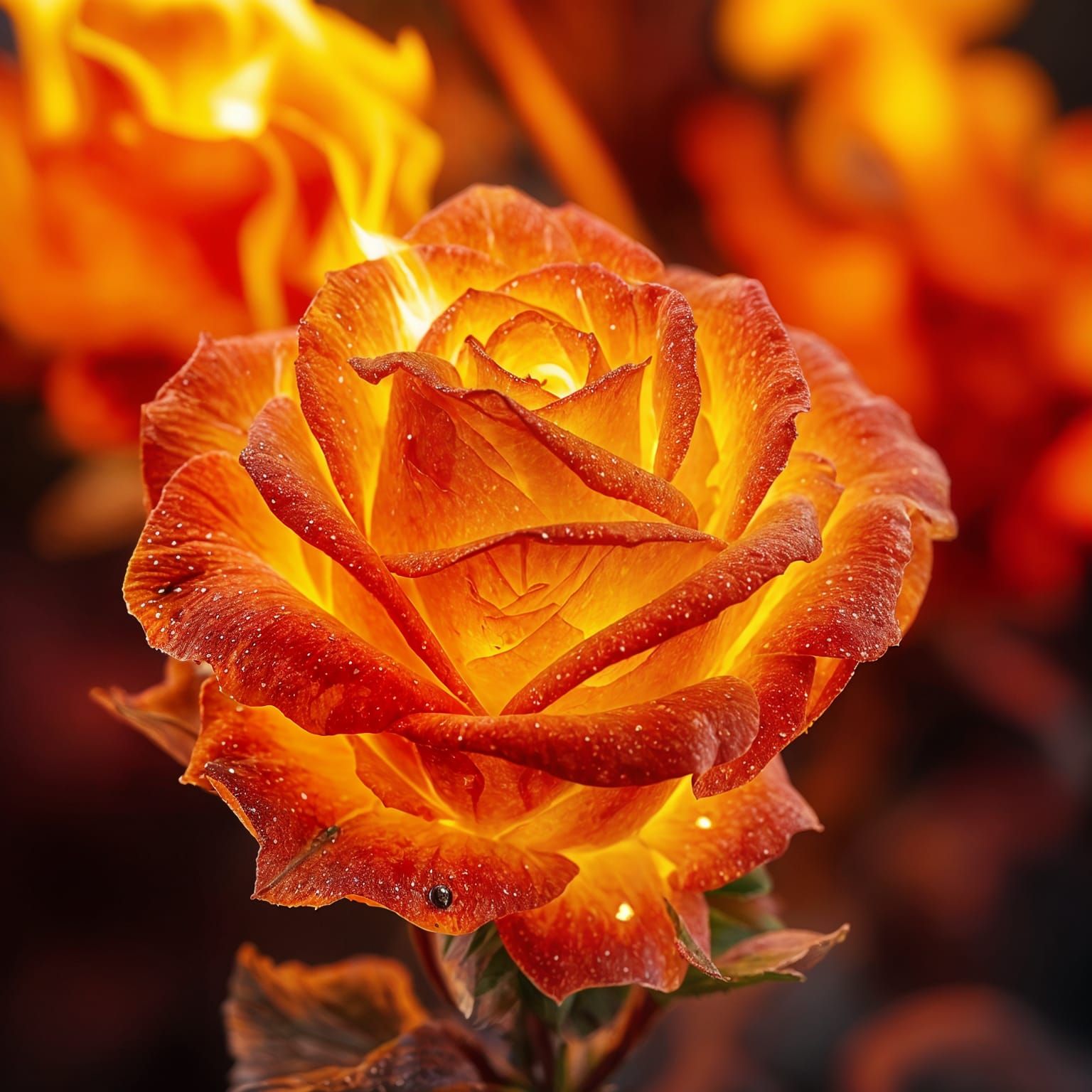 Fiery Ice Roses: Hyperrealistic HDR Masterpiece