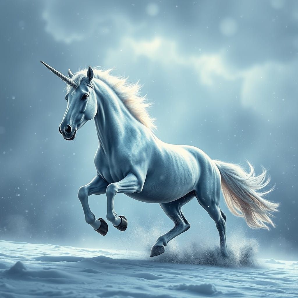 Majestic Unicorn in Winter Wonderland