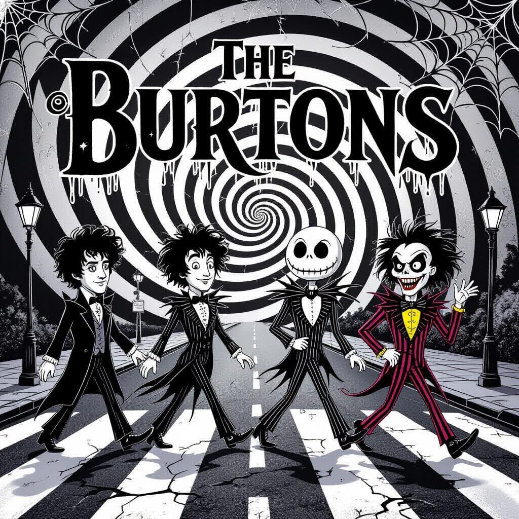 Gothic Characters Cross Street in Tim Burton Style
