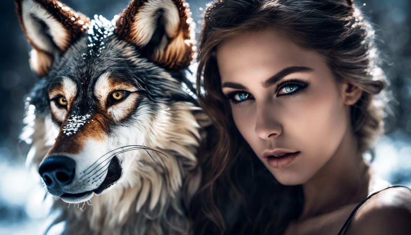 Seductress with Wolf Ears in Hyperrealistic Style