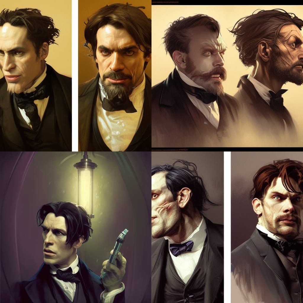 Dr. Jekyll and Mr. Hyde Portrait in Art Nouveau Style