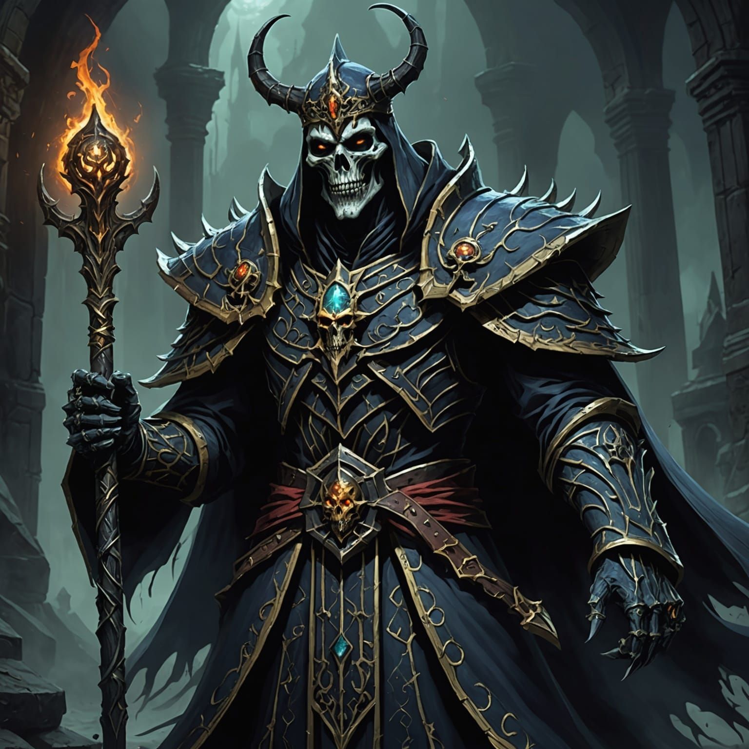 Necrothar: Eternal Lich Commanding Undead Dragons