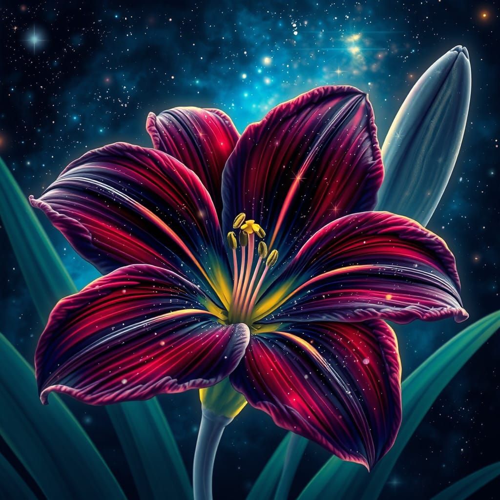 Galaxy Daylily Blooms in Cosmic Style