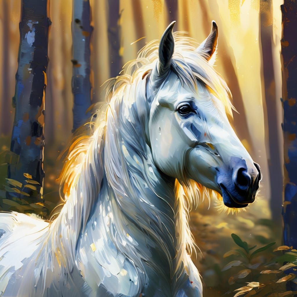 Fantasy creature donkihorn: Beautiful silver-slate-gray and ...