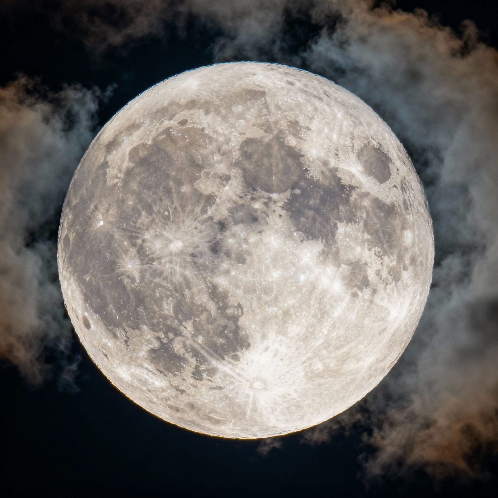 Highly Detailed Moon Photo on Cloudy Night