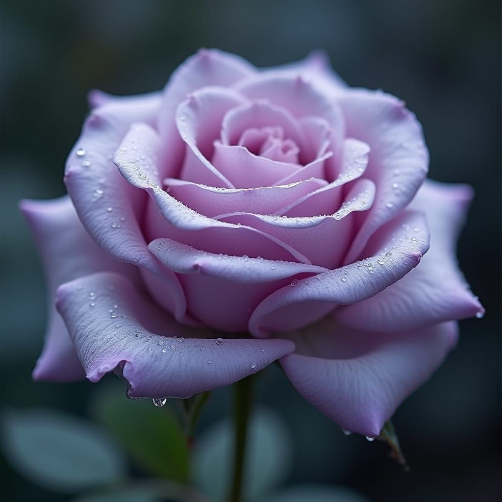 360 orbit of a Lavender and Silver Rose that has water dripp...
