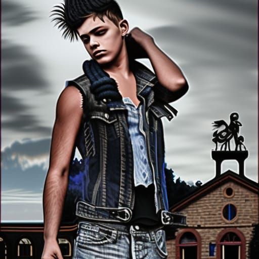 Teen with Angel Wings in Gothic Church